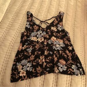 American Eagle Soft & Sexy Black Floral Tank Top